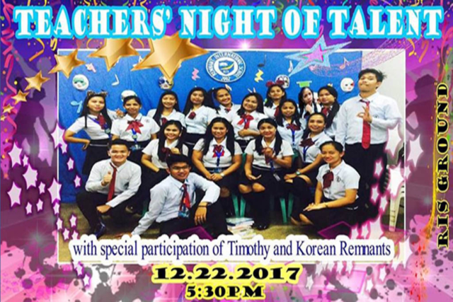 Teachers' Night of Talent with special participation of Timothy and Korean Remnants-Remnant International School-Balungao Campus